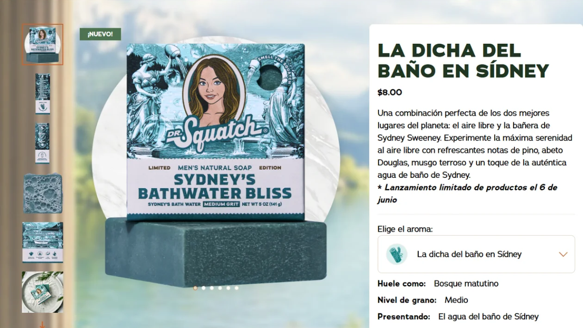Sydney Sweeney vende un jabón hecho con el agua que usó para bañarse y cuenta a qué huele Sydney Sweeney vende un jabón hecho con el agua que usó para bañarse y cuenta a qué huele