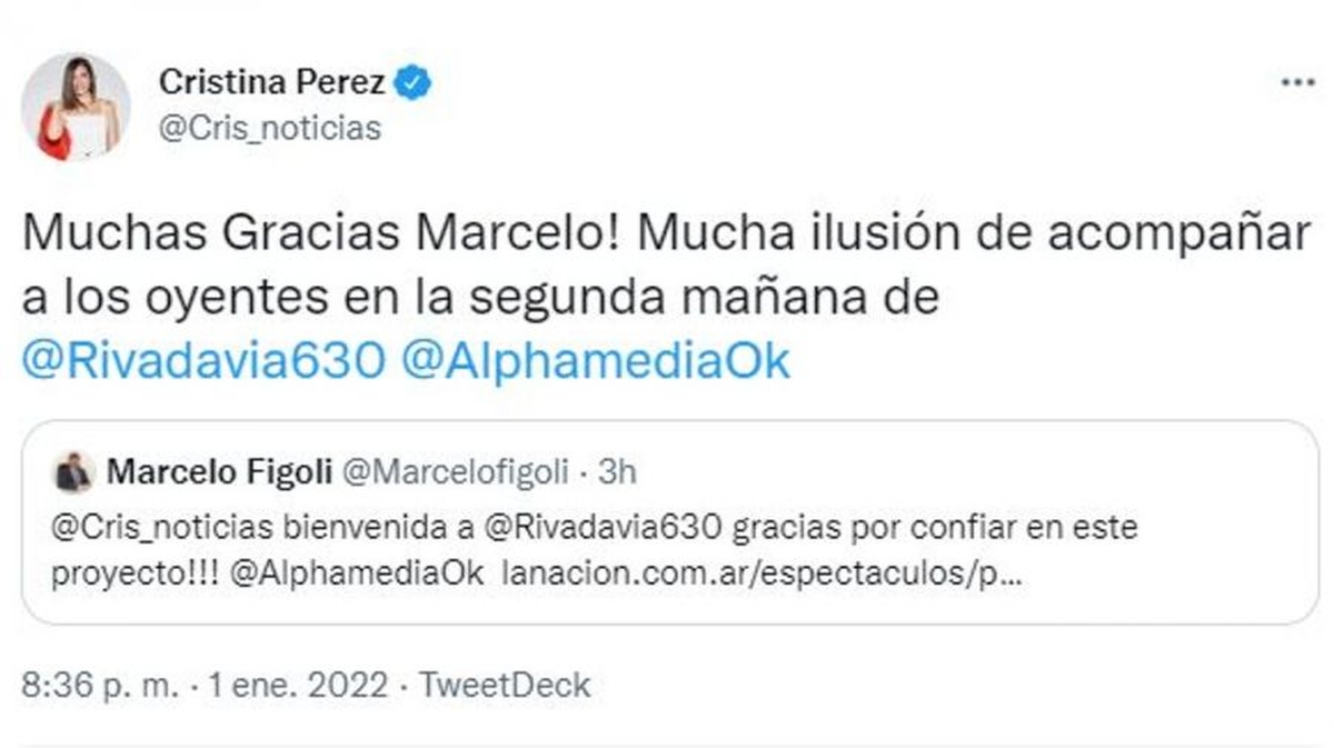 Cristina P&eacute;rez se mostr&oacute; muy contenta en las redes sociales.&nbsp;