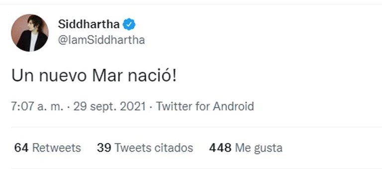 Siddhartha anunció el nacimiento de su hijo.