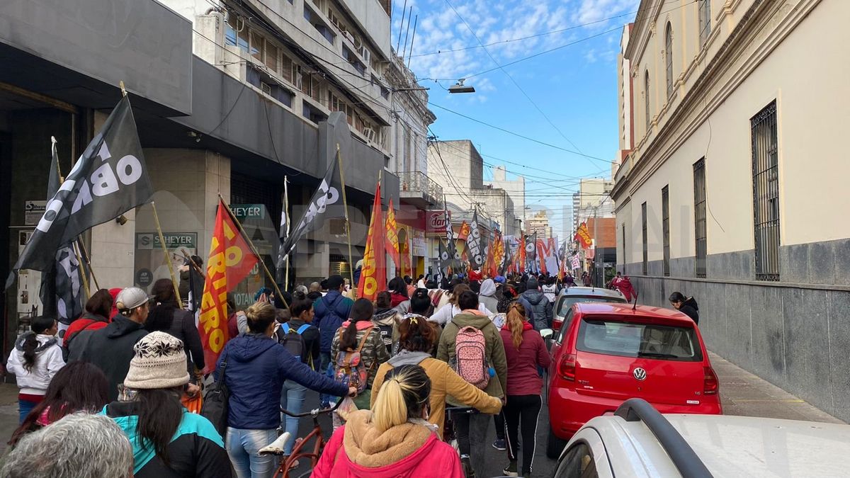Las organizaciones sociales marcharon en el centro de la ciudad de Santa Fe.