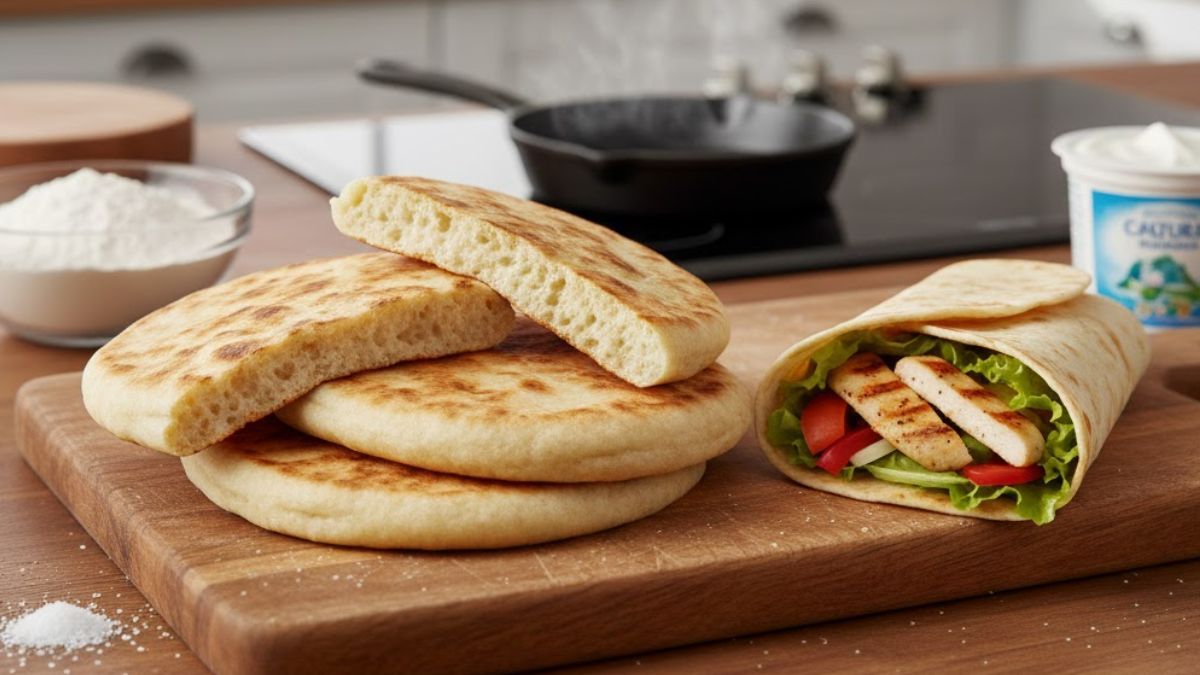Receta para hacer pan plano de yogur en 20 minutos.