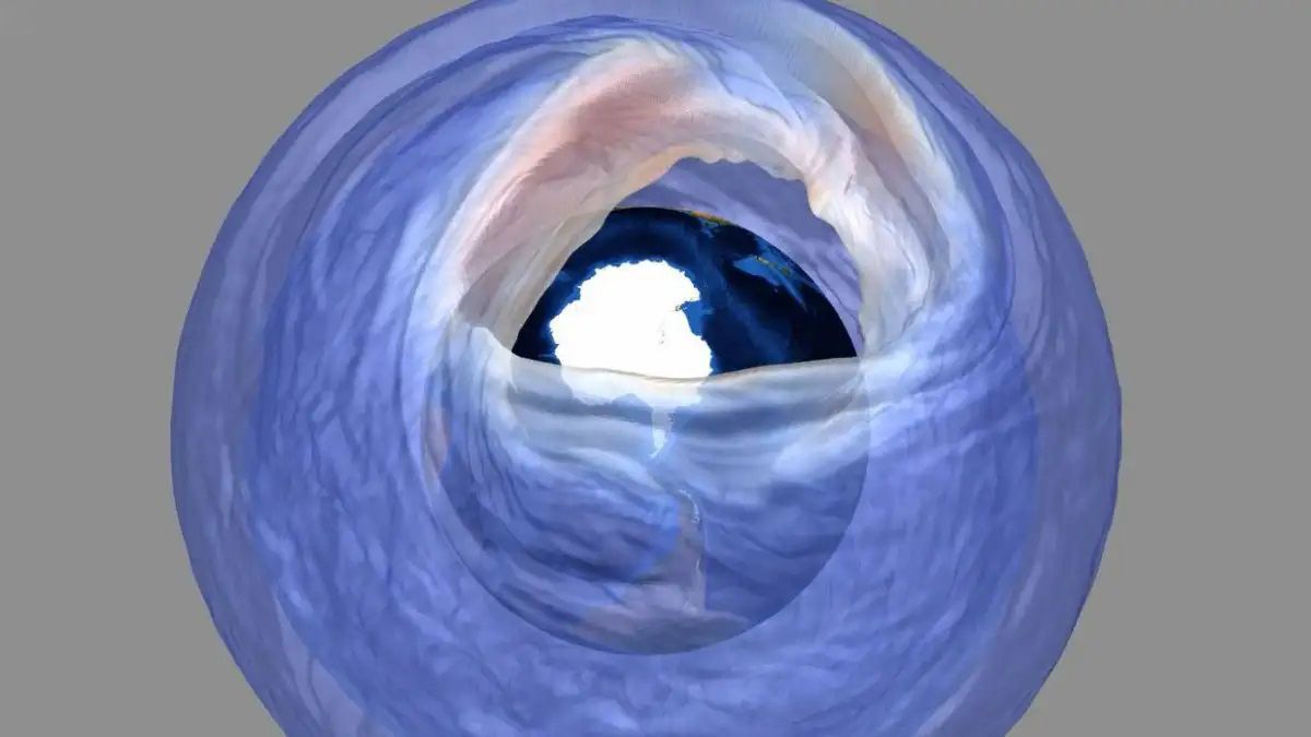 El agujero en la capa de ozono se abre y se cierra en la segunda mitad de cada año en el polo sur de la Tierra.