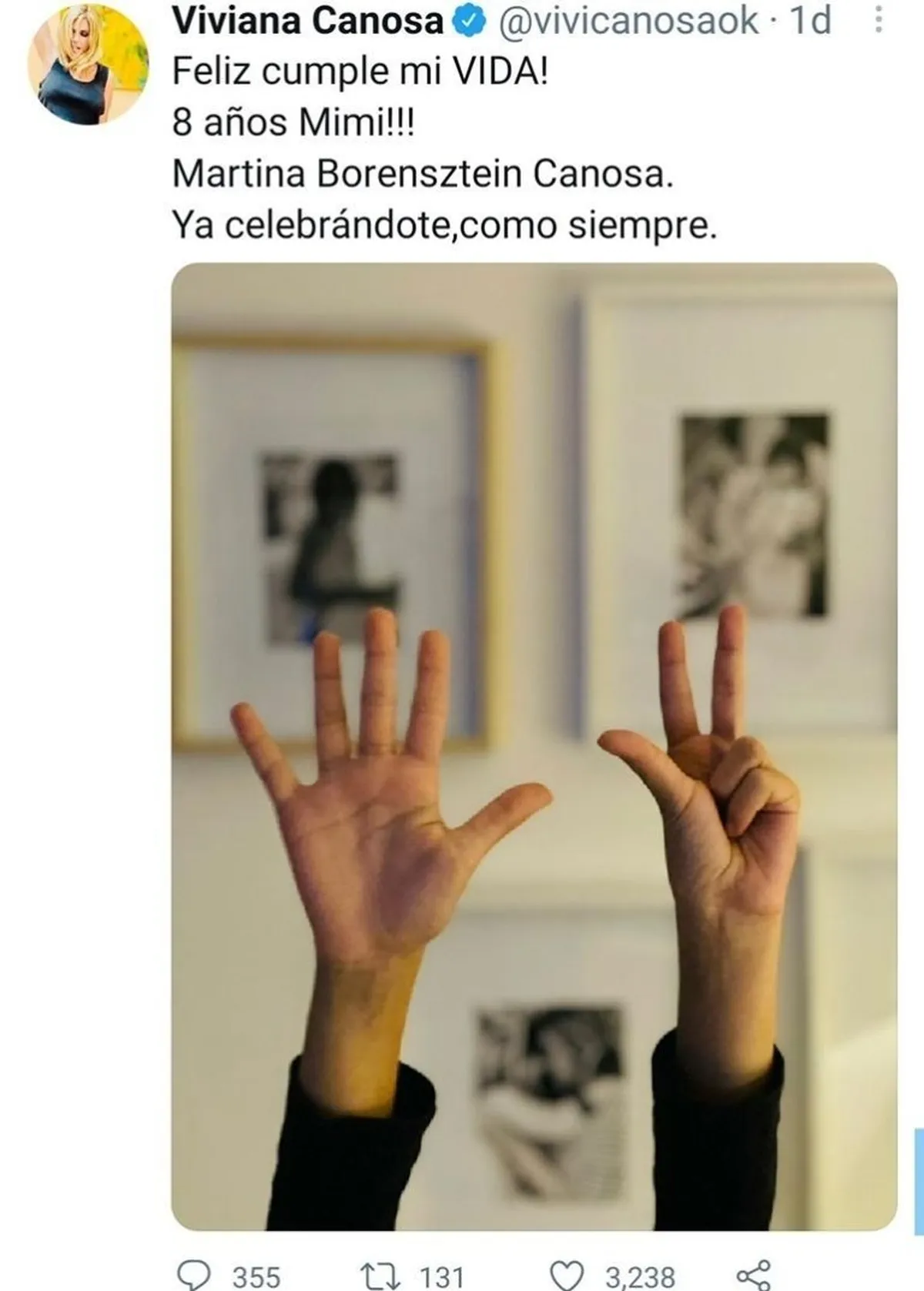 Un detalle de su hogar, en el cumpleaños de su pequeña Martina.