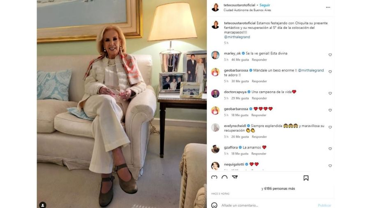 La foto de Mirtha Legrand a cinco días de haberse colocado el marcapasos.