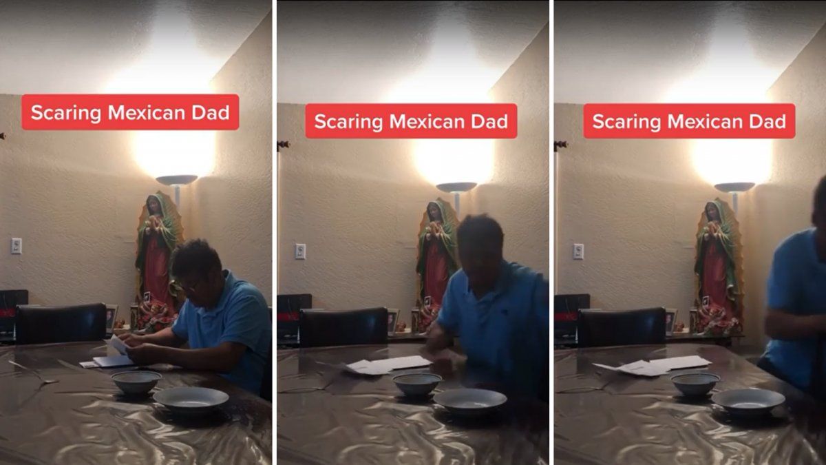 Una chica grabó el momento en el que le tendía una broma a su padre y el hombre saltó despavorido al creer que un espectro se había presentado en su vivienda. 