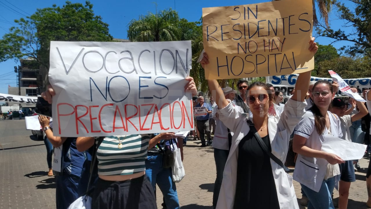 Los profesionales de la salud se movilizaron a Casa de Gobierno en reclamo de mejoras laborales.