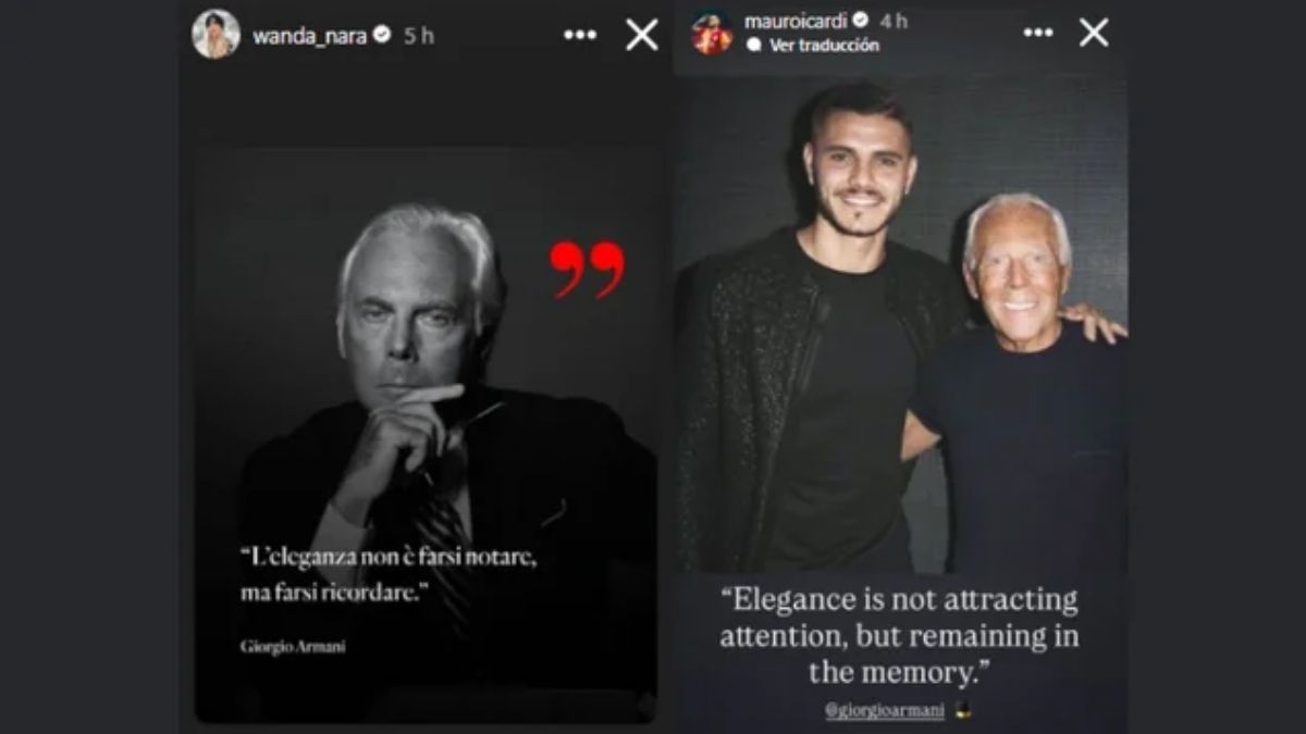 Nara e Icardi recordaron a Armani con una frase similar. Nara e Icardi recordaron a Armani con una frase similar.