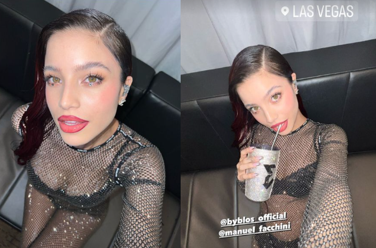 Emilia Mernes lució un look hiper sexy en una entrega de premios en Las Vegas.