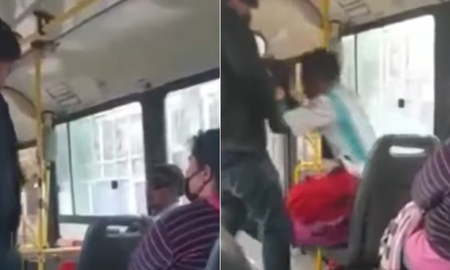 Increpó a un hombre que viajaba sin barbijo en colectivo y lo tiró por la puerta para que el chofer arranque Increpó a un hombre que viajaba sin barbijo en colectivo y lo tiró por la puerta para que el chofer arranque
