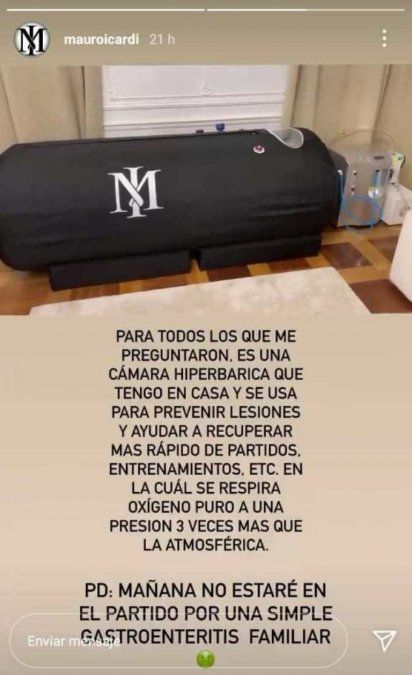  Mauro Icardi aclaró para qué sirve la máscara de oxígeno.