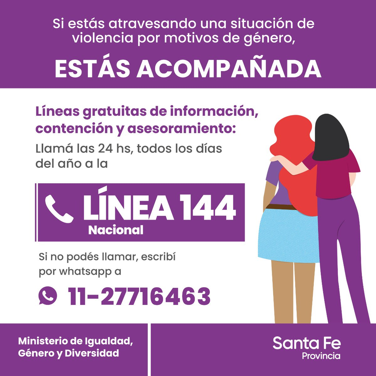Información sobre las líneas de contención y asesoramiento en la provincia de Santa Fe para casos de violencia de género. Información sobre las líneas de contención y asesoramiento en la provincia de Santa Fe para casos de violencia de género.