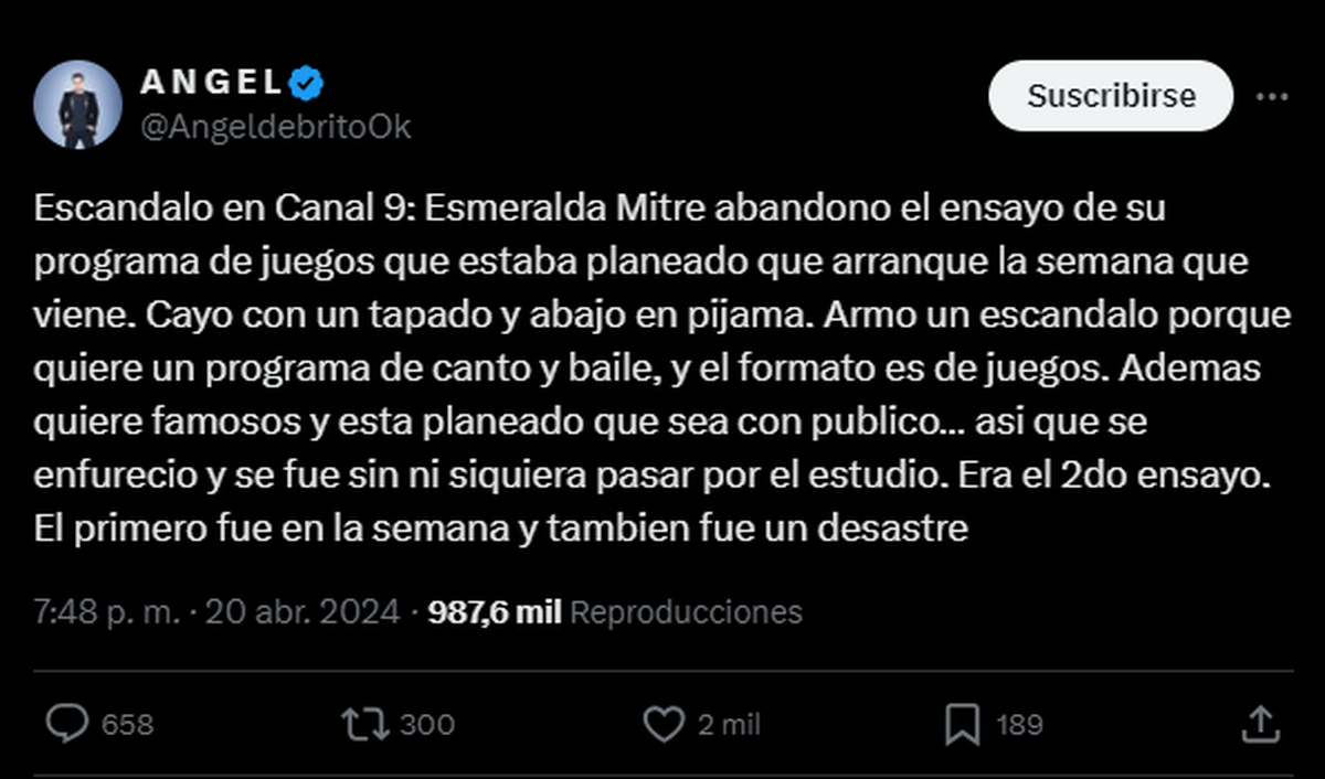 Ángel de Brito contó todo en su cuenta de X (ex Twitter). Ángel de Brito contó todo en su cuenta de X (ex Twitter).