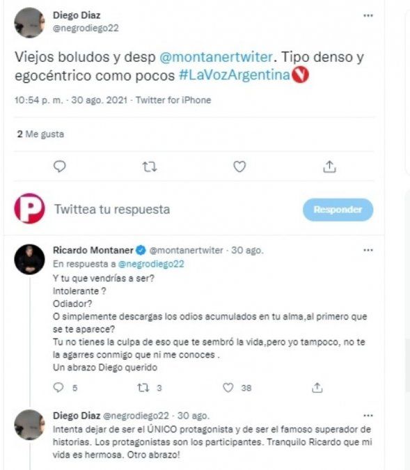 Montaner se enojó con un seguidor por criticarlo. 