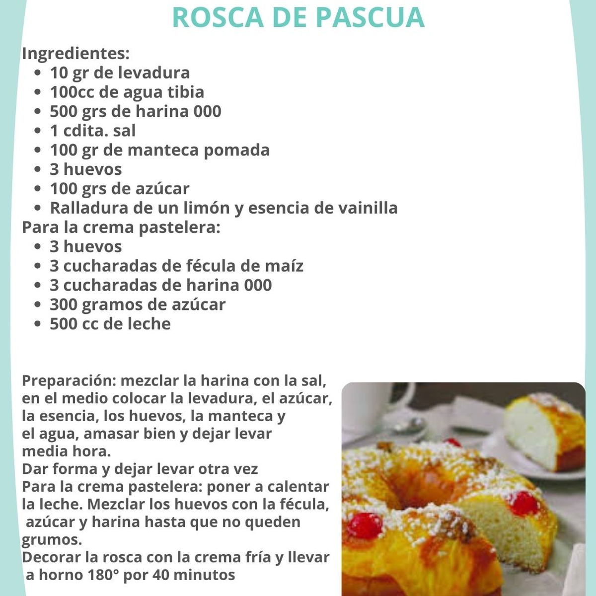 La rosca de Pascuas es un clásico que no puede faltar en Semana Santa y es perfecta para disfrutar junto a la familia. La rosca de Pascuas es un clásico que no puede faltar en Semana Santa y es perfecta para disfrutar junto a la familia.