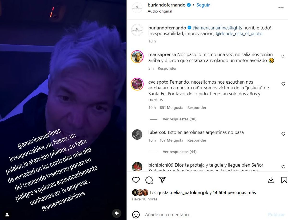 Fernando Burlando, varado en Miami: lo subieron a un avión roto. Fernando Burlando, varado en Miami: lo subieron a un avión roto.