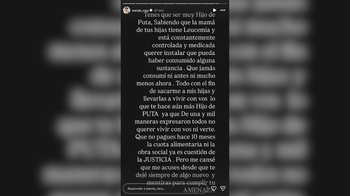 Wanda Nara mostró su enojo a través de una historia en Instagram. Wanda Nara mostró su enojo a través de una historia en Instagram.