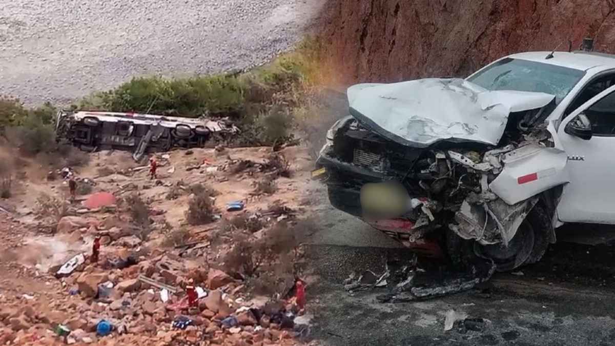 El micro interprovincial cayó a un barranco de más de 50 metros tras chocar con una camioneta.