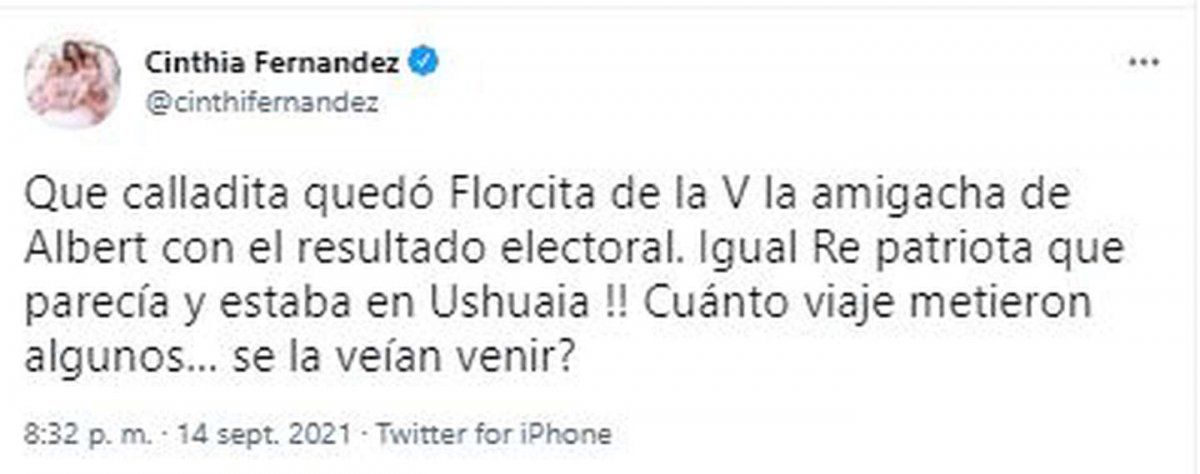 Cinthia Fernández contra Flor de la V.