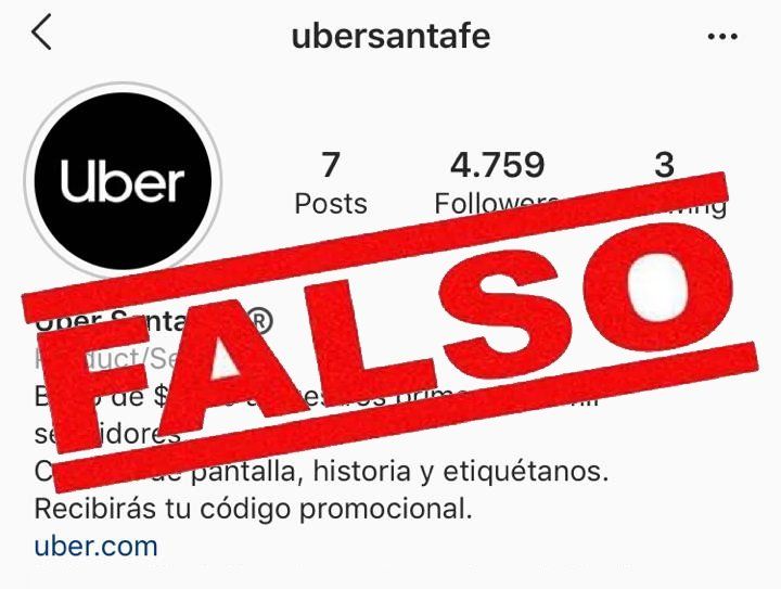 #EsFalsa la cuenta de Uber Santa Fe que se difundió en Instagram y puso en alerta a taxistas y remiseros