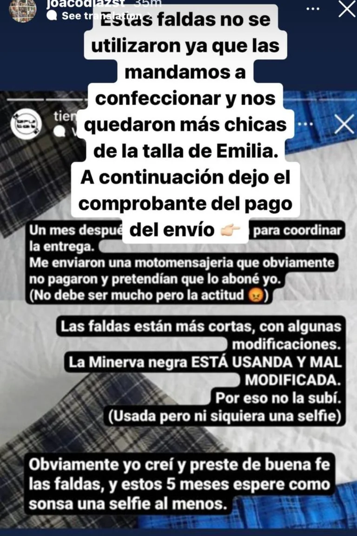 Una marca acusó a la artista de devolver unas faldas “usadas y mal modificadas”.