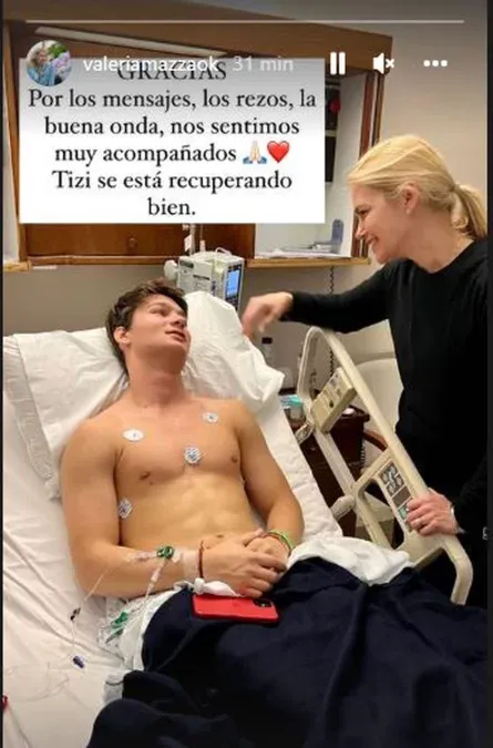 Valeria Mazza se mostró con su hijo internado.