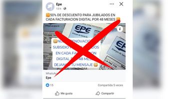 Desde la EPE advirtieron que circulan publicaciones en redes sociales con descuentos para el pago de la boleta, pero se trata de información falsa.