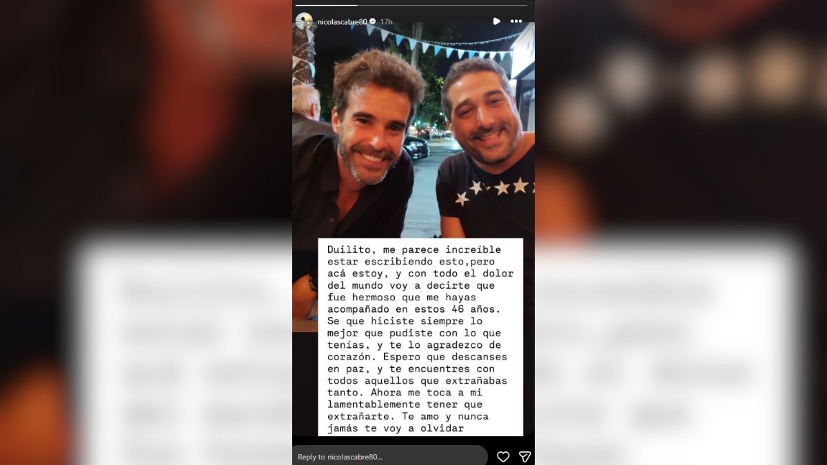 Nicol&aacute;s Cabr&eacute; despidi&oacute; a su hermano Dulilo con una historia de Instagram.&nbsp;