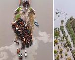 El agua cubre amplios sectores de los Bajos Submeridionales y dificulta el traslado de los animales.