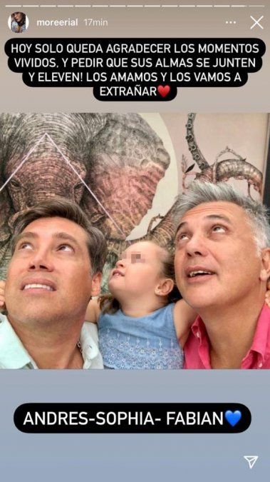 Sofía junto a sus dos papás. Los tres murieron en el derrumbe de Miami.