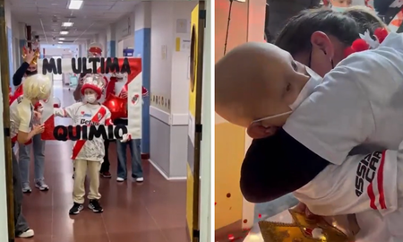 Valentín tocó la campana en el Garrahan y celebró el fin de su quimioterapia con la camiseta de River. Valentín tocó la campana en el Garrahan y celebró el fin de su quimioterapia con la camiseta de River.
