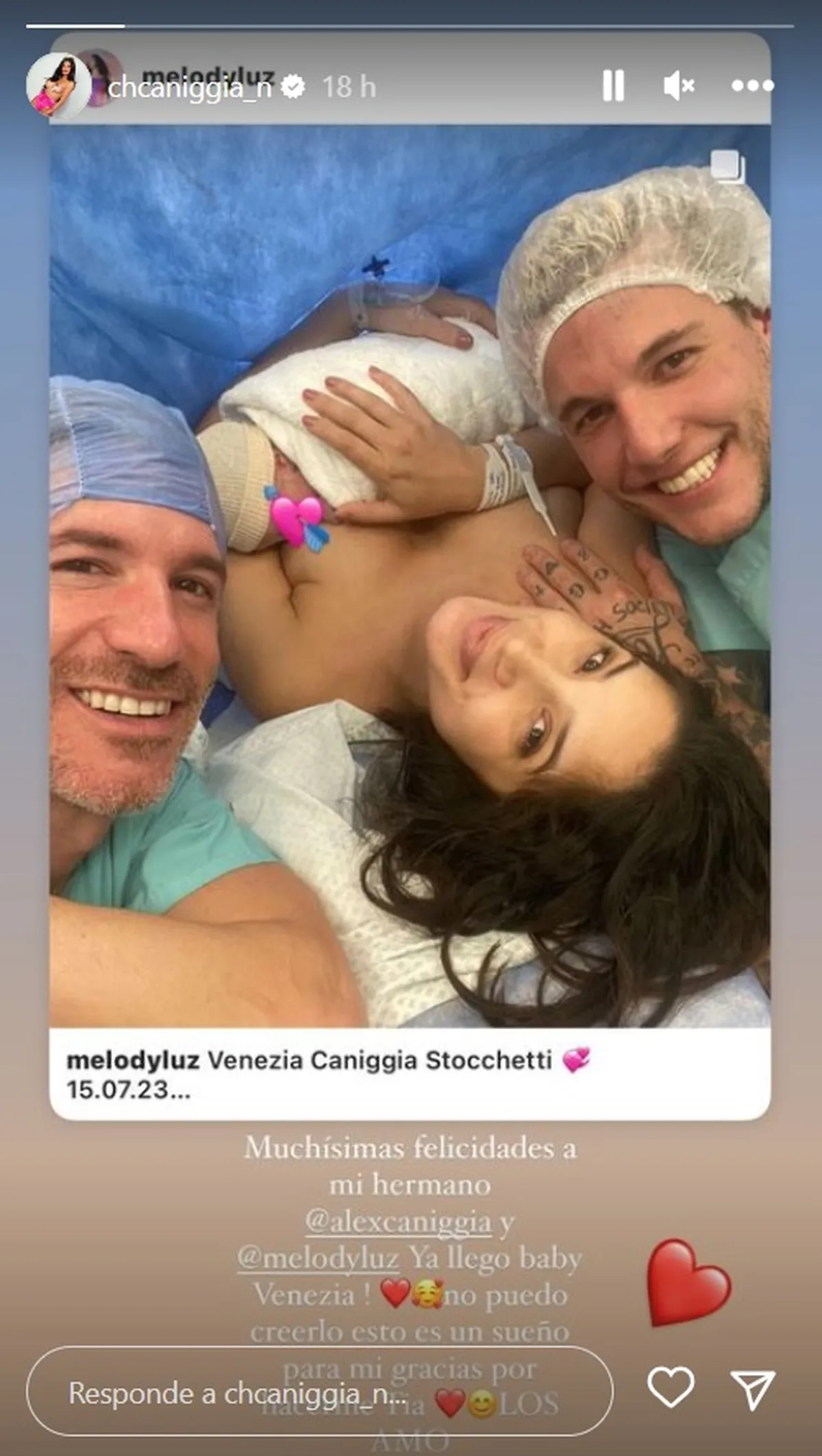 El tierno posteo de Chalotte Caniggia, tras el nacimiento de su sobrina.