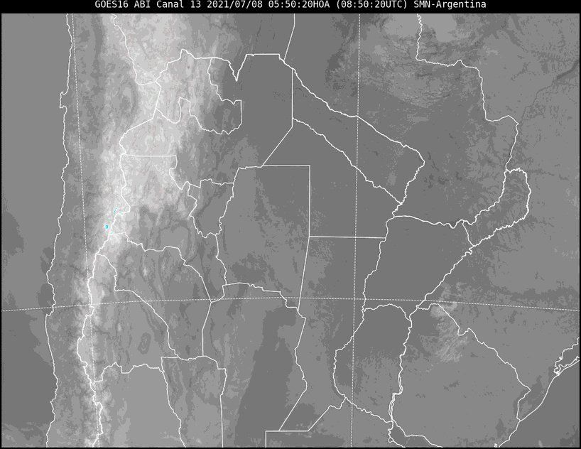 Imagen satelital del tiempo a las 5.50 horas del jueves.