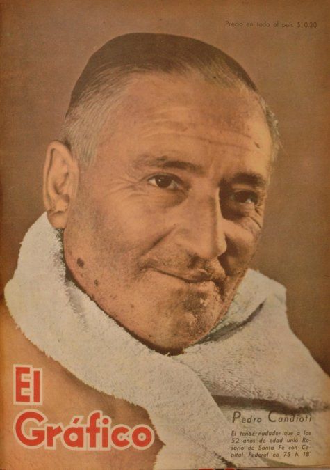 Tras concretar su hazaña de unir a nado Rosario con Buenos Aires, El Tiburón de El Quillá fue la tapa de la revista El Gráfico, cuya edición N° 1395 se publicó el viernes 5 de abril de 1946. Al momento de cumplir el sueño de su vida, Candioti tenía 52 años, siete meses y 20 días y, poco más de cuatro meses después –¬el 24 de julio–, cumpliría 53.