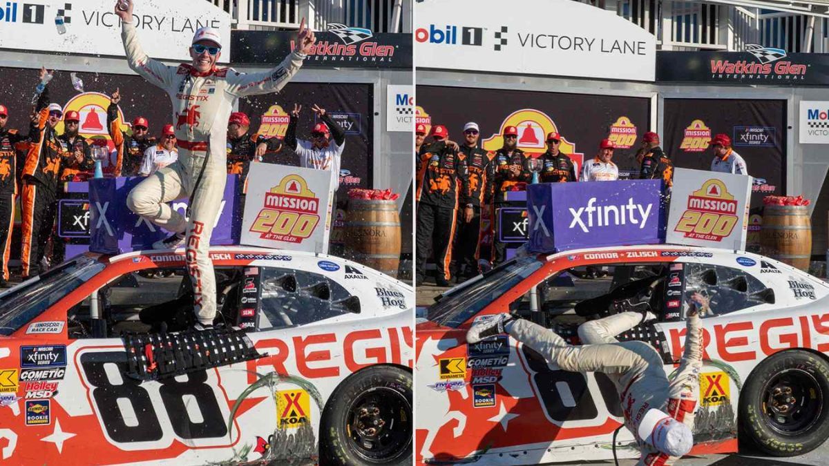 La dura caída de Connor Zilisch y el momento en el que se fracturó la clavícula.