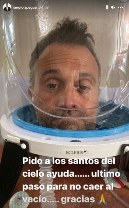 El casco que le pusieron a Sergio Lapegüe.