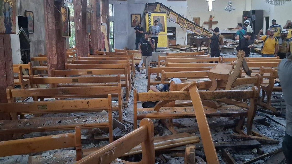 Aspecto de la iglesia de Damasco atacada con explosivos en un atentado atribuido a la organización Estado Islámico Aspecto de la iglesia de Damasco atacada con explosivos en un atentado atribuido a la organización Estado Islámico