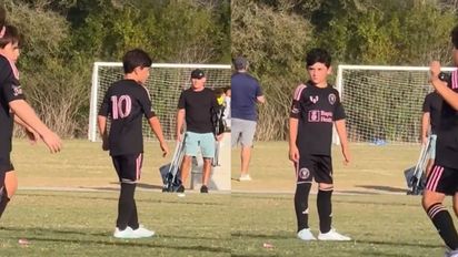 El golazo viral de Ciro Messi, el más chico de los hijos de Lionel, que desató la comparación inevitable con su papá