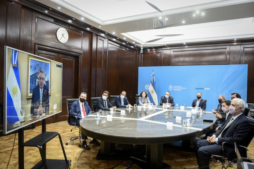 El presidente Alberto Fernández participó de la presentación del nuevo Régimen de Fomento de Inversiones para las Exportaciones.