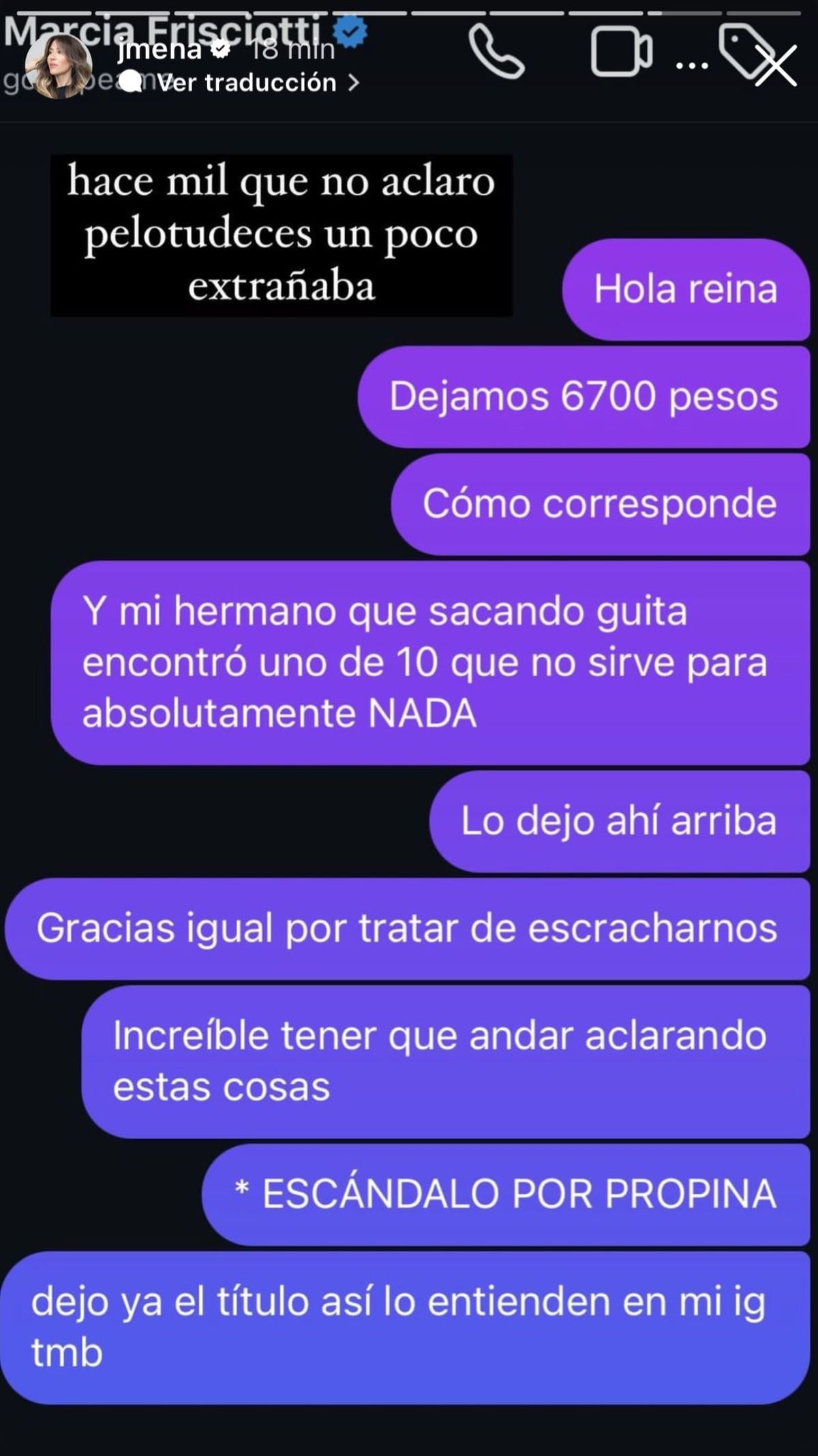 La respuesta de Jimena Barón luego de las versiones que circularon. La respuesta de Jimena Barón luego de las versiones que circularon.