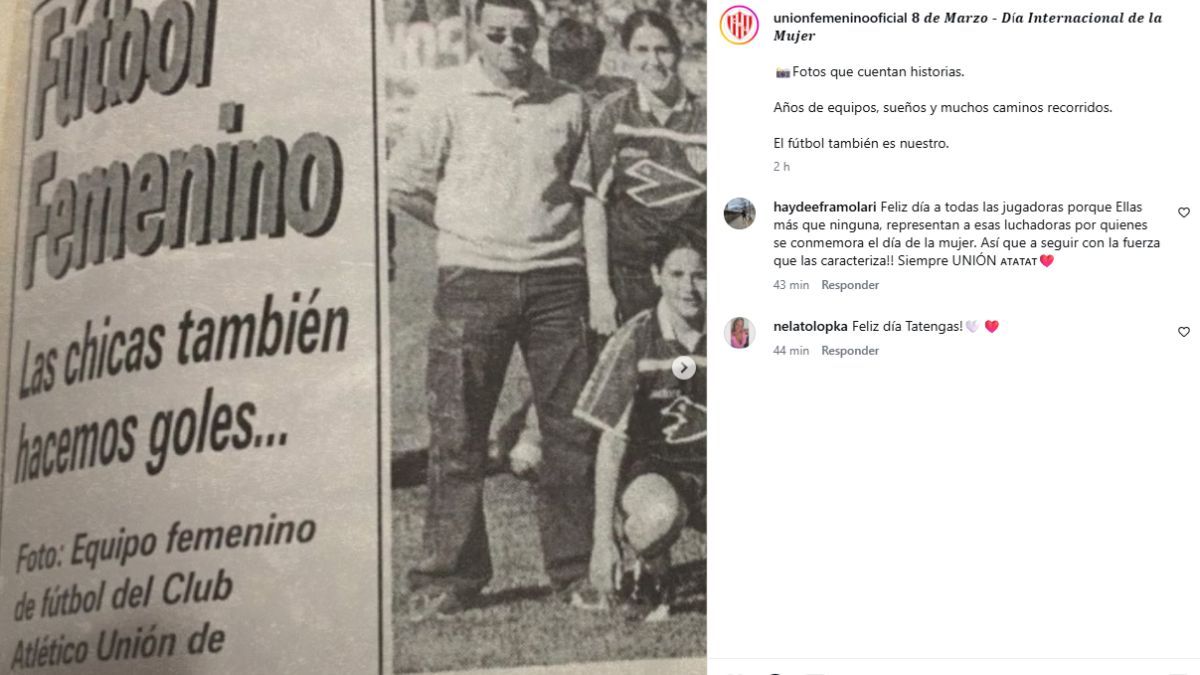 El posteo fue realizado por la cuenta oficial del fútbol femenino de Unión vía instagram. El posteo fue realizado por la cuenta oficial del fútbol femenino de Unión vía instagram.