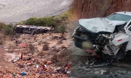 El micro interprovincial cayó a un barranco de más de 50 metros tras chocar con una camioneta. El micro interprovincial cayó a un barranco de más de 50 metros tras chocar con una camioneta.