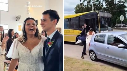 Dos santafesinos llegaron a su boda en la línea C y se hicieron virales: 