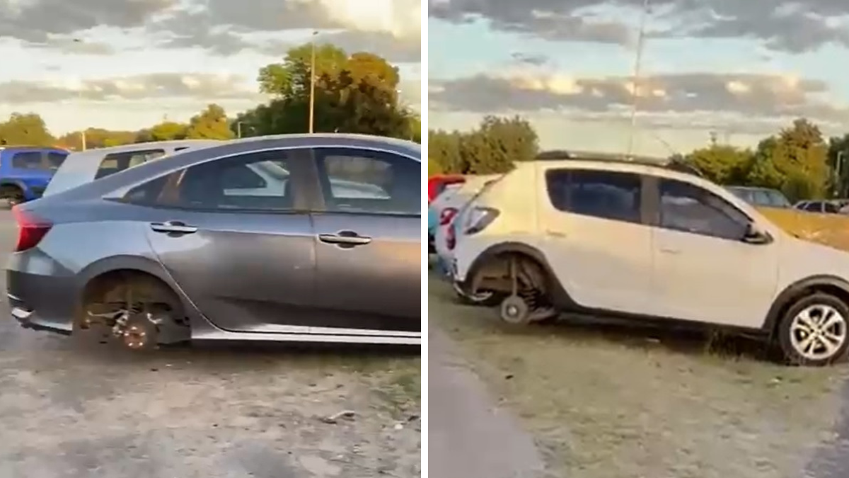 Robo de ruedas en la Autopista Ricchieri durante la caravana de la selección.