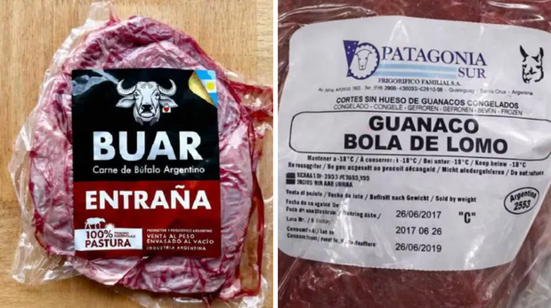 Carne de guanaco y búfalo.