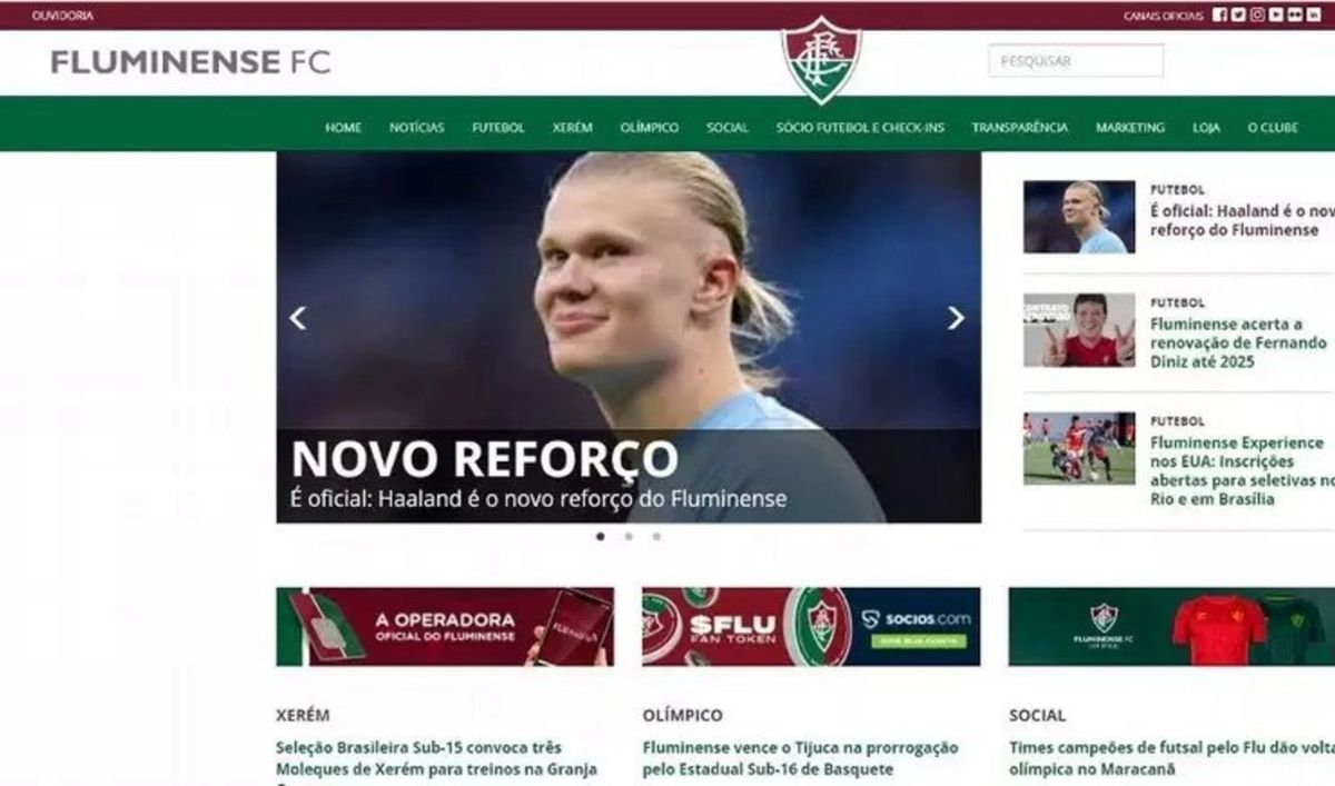 Hackearon la página de Fluminense y anunciaron la llegada de Erling Haaland. Hackearon la página de Fluminense y anunciaron la llegada de Erling Haaland.