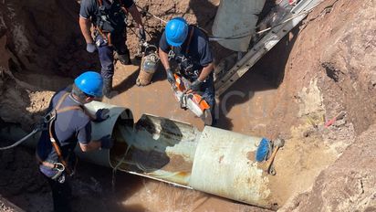 Reparan el caño del Acueducto Desvío Arijón dañado por una obra privada en Santo Tomé