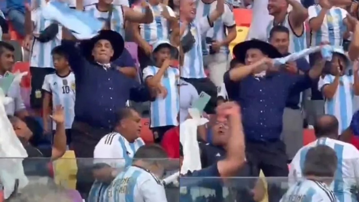 Filmaron al Chaqueño Palavecino revoleando sacado una camiseta en el estadio de Santiago del Estero y en las redes lo acusan de borracho