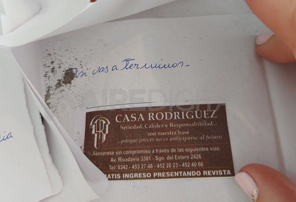 El sobre con la amenaza a la concejal Luciana Ceresola.