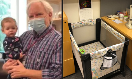Viral: un profesor puso una cuna en su oficina para que su alumna terminara la tesis. Viral: un profesor puso una cuna en su oficina para que su alumna terminara la tesis.
