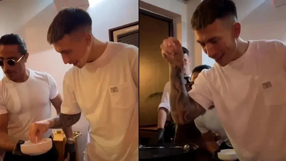 Licha Martínez se animó a salar las carnes con el típico gesto del chef Salt Bae.